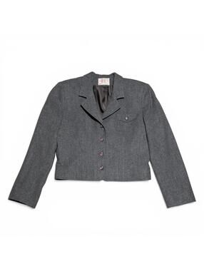 Vintage 70s Pendleton Gray Wool Cropped Blazer Jacket FLAWS